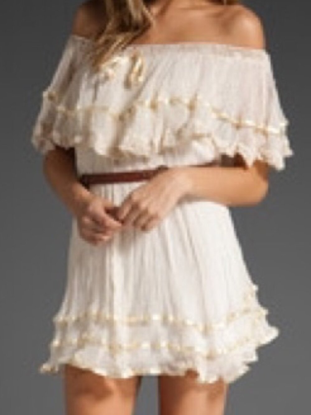 Jen’s Pirate Booty Mini Dress Athena Light Pink Gauze Off Shoulder Boho size S